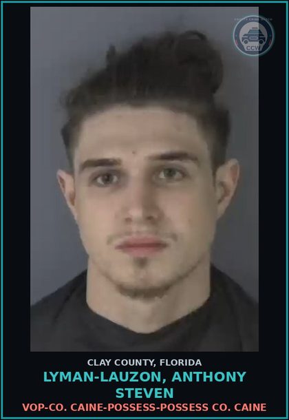 CCW arrest card for LYMAN-LAUZON, ANTHONY STEVEN in Clay County: VOP-COCAINE-POSSESS-POSSESS COCAINE