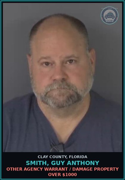 CCW arrest card for SMITH, GUY ANTHONY in Clay County: OTHER AGENCY WARRANT / DAMAGE PROPERTY OVER $1000