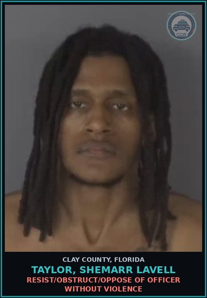 CCW arrest card for TAYLOR, SHEMARR LAVELL in Clay County: RESIST/OBSTRUCT/OPPOSE OF OFFICER WITHOUT VIOLENCE