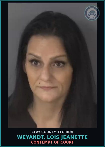 CCW arrest card for WEYANDT, LOIS JEANETTE in Clay County: CONTEMPT OF COURT