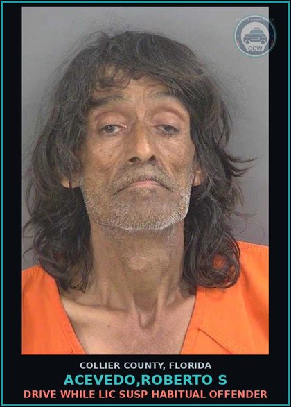 CCW arrest card for ACEVEDO,ROBERTO S in Collier County: DRIVE WHILE LIC SUSP HABITUAL OFFENDER