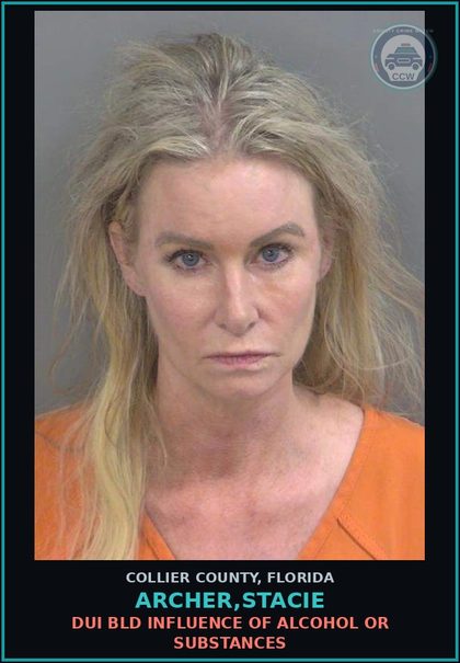 CCW arrest card for ARCHER,STACIE in Collier County: DUI BLD INFLUENCE OF ALCOHOL OR DRUGS