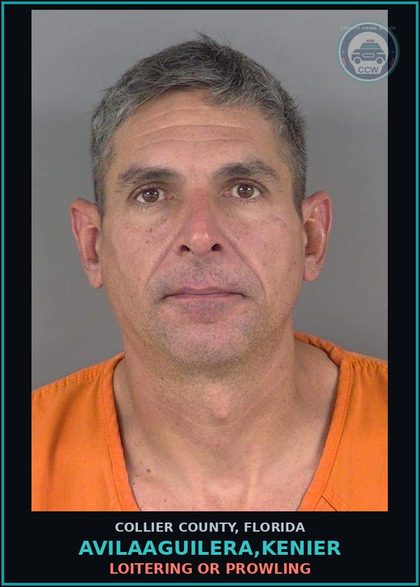 CCW arrest card for AVILAAGUILERA,KENIER in Collier County: LOITERING OR PROWLING