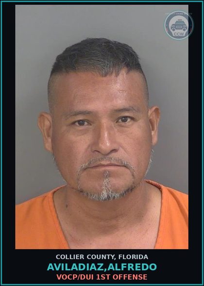 CCW arrest card for AVILADIAZ,ALFREDO in Collier County: VOCP/DUI 1ST OFFENSE