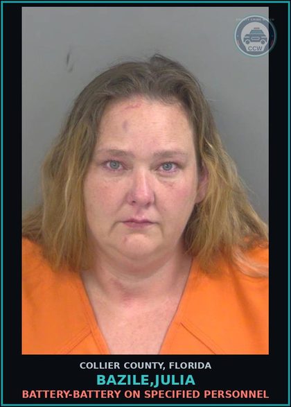 CCW arrest card for BAZILE,JULIA in Collier County: BATTERY-BATTERY ON SPECIFIED PERSONNEL