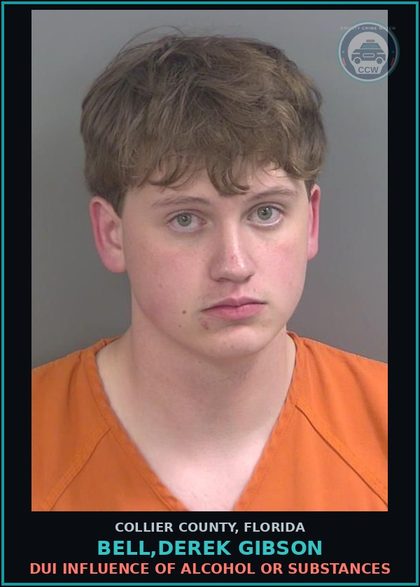 CCW arrest card for BELL,DEREK GIBSON in Collier County: DUI INFLUENCE OF ALCOHOL OR DRUGS