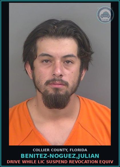 CCW arrest card for BENITEZ-NOGUEZ,JULIAN in Collier County: DRIVE WHILE LIC SUSPEND REVOCATION EQUIV