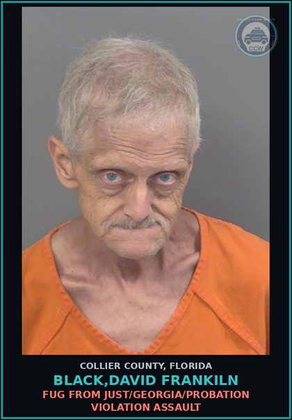 CCW arrest card for BLACK,DAVID FRANKILN in Collier County: FUG FROM JUST/GEORGIA/s3x OFFENDER REG VIOL