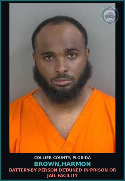 CCW arrest card for BROWN,HARMON in Collier County: BATTERY-BY PERSON DETAINED IN PRISON OR JAIL FACILITY