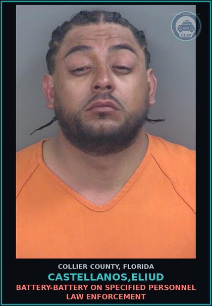 CCW arrest card for CASTELLANOS,ELIUD in Collier County: BATTERY-BATTERY ON SPECIFIED PERSONNEL LAW ENFORCEMENT