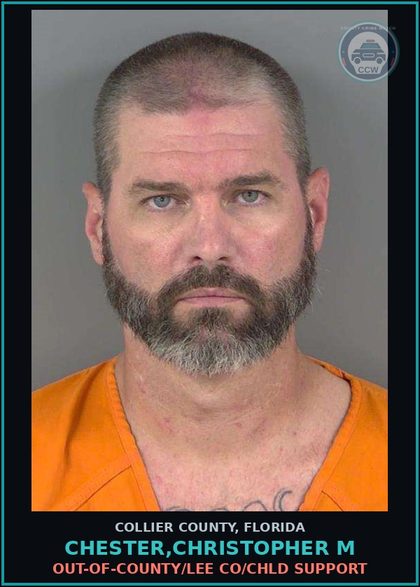 CCW arrest card for CHESTER,CHRISTOPHER M in Collier County: OUT-OF-COUNTY/LEE CO/chld SUPPORT