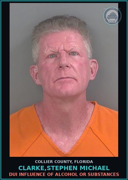 CCW arrest card for CLARKE,STEPHEN MICHAEL in Collier County: DUI INFLUENCE OF ALCOHOL OR DRUGS