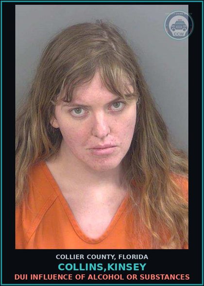 CCW arrest card for COLLINS,KINSEY in Collier County: DUI INFLUENCE OF ALCOHOL OR DRUGS