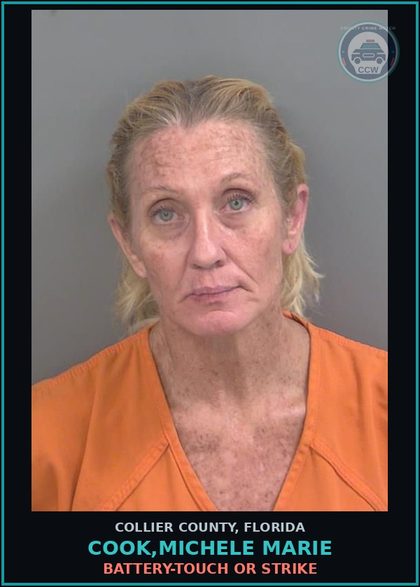 CCW arrest card for COOK,MICHELE MARIE in Collier County: BATTERY-TOUCH OR STRIKE