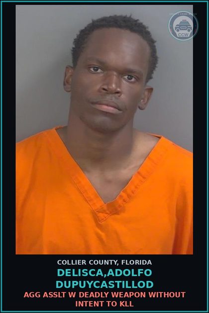CCW arrest card for DELISCA,ADOLFO DUPUYCASTILLOD in Collier County: AGG ASSLT W DEADLY WEAPON WITHOUT INTENT TO KILL