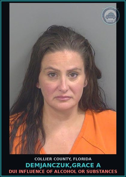 CCW arrest card for DEMJANCZUK,GRACE A in Collier County: DUI INFLUENCE OF ALCOHOL OR DRUGS
