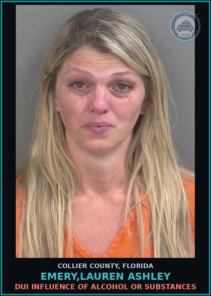 CCW arrest card for EMERY,LAUREN ASHLEY in Collier County: DUI INFLUENCE OF ALCOHOL OR DRUGS