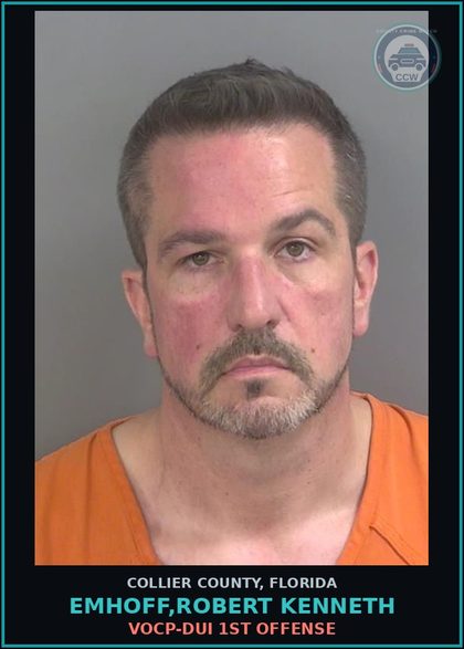 CCW arrest card for EMHOFF,ROBERT KENNETH in Collier County: VOCP-DUI 1ST OFFENSE