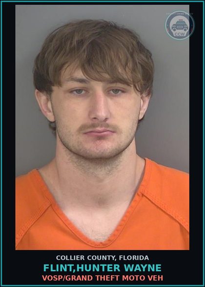 CCW arrest card for FLINT,HUNTER WAYNE in Collier County: VOSP/GRAND THEFT MOTO VEH