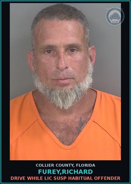 CCW arrest card for FUREY,RICHARD in Collier County: DRIVE WHILE LIC SUSP HABITUAL OFFENDER