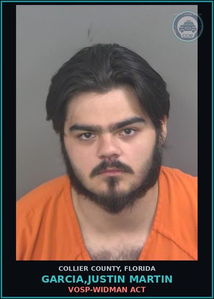 CCW arrest card for GARCIA,JUSTIN MARTIN in Collier County: VOSP-WIDMAN ACT