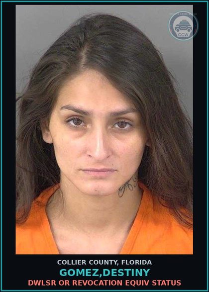 CCW arrest card for GOMEZ,DESTINY in Collier County: DWLSR OR REVOCATION EQUIV STATUS