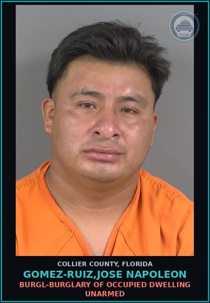 CCW arrest card for GOMEZ-RUIZ,JOSE NAPOLEON in Collier County: BURGL-BURGLARY OF OCCUPIED DWELLING UNARMED