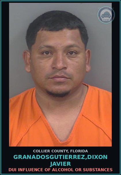 CCW arrest card for GRANADOSGUTIERREZ,DIXON JAVIER in Collier County: DUI INFLUENCE OF ALCOHOL OR DRUGS