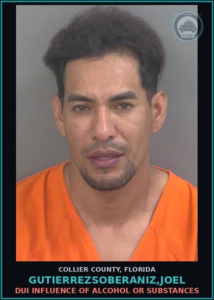 CCW arrest card for GUTIERREZSOBERANIZ,JOEL in Collier County: DUI INFLUENCE OF ALCOHOL OR DRUGS