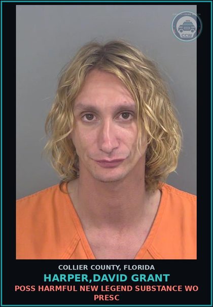 CCW arrest card for HARPER,DAVID GRANT in Collier County: DRUG EQUIP-POSSESS-AND OR USE