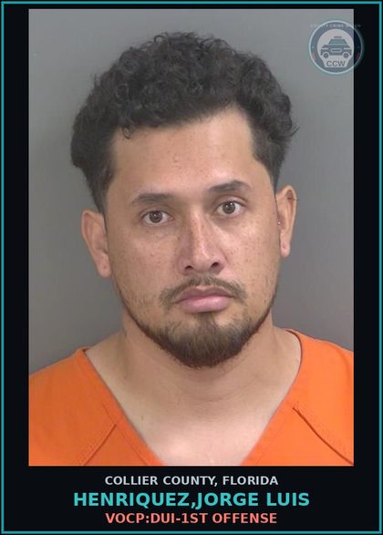 CCW arrest card for HENRIQUEZ,JORGE LUIS in Collier County: VOCP:DUI-1ST OFFENSE