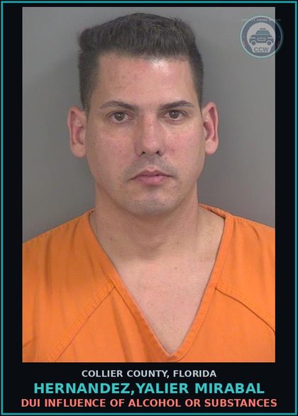 CCW arrest card for HERNANDEZ,YALIER MIRABAL in Collier County: DUI INFLUENCE OF ALCOHOL OR DRUGS