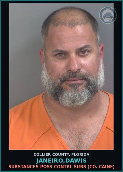 CCW arrest card for JANEIRO,DAWIS in Collier County: DRUGS-POSS CONTRL SUBS (COCAINE)