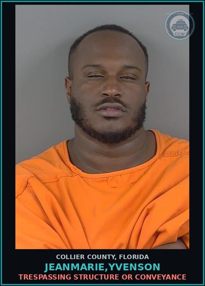 CCW arrest card for JEANMARIE,YVENSON in Collier County: TRESPASSING STRUCTURE OR CONVEYANCE