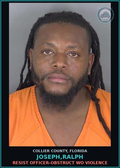 CCW arrest card for JOSEPH,RALPH in Collier County: RESIST OFFICER-OBSTRUCT WO VIOLENCE