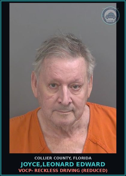 CCW arrest card for JOYCE,LEONARD EDWARD in Collier County: VOCP- RECKLESS DRIVING (REDUCED)