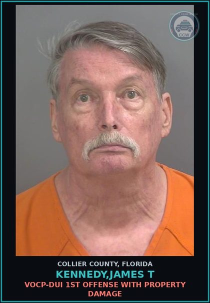 CCW arrest card for KENNEDY,JAMES T in Collier County: VOCP-DUI 1ST OFFENSE WITH PROPERTY DAMAGE