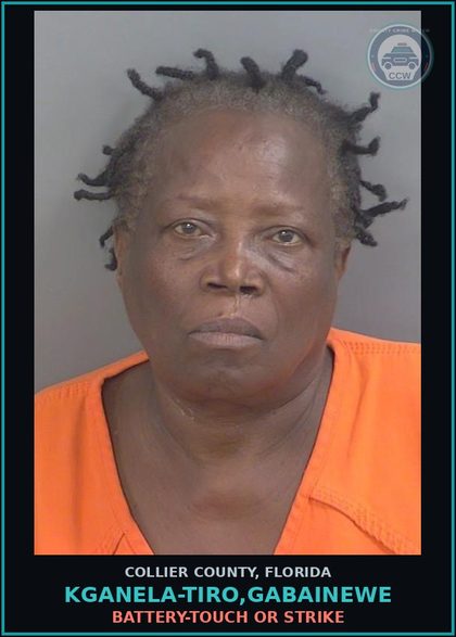 CCW arrest card for KGANELA-TIRO,GABAINEWE in Collier County: BATTERY-TOUCH OR STRIKE