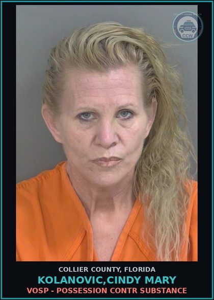 CCW arrest card for KOLANOVIC,CINDY MARY in Collier County: VOSP - POSSESSION contr substance