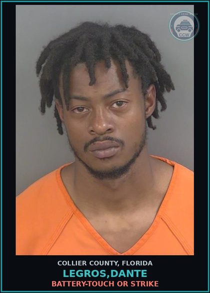 CCW arrest card for LEGROS,DANTE in Collier County: BATTERY-TOUCH OR STRIKE