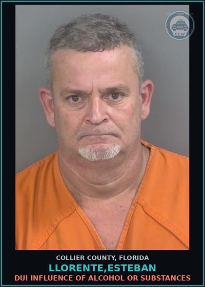 CCW arrest card for LLORENTE,ESTEBAN in Collier County: DUI INFLUENCE OF ALCOHOL OR DRUGS