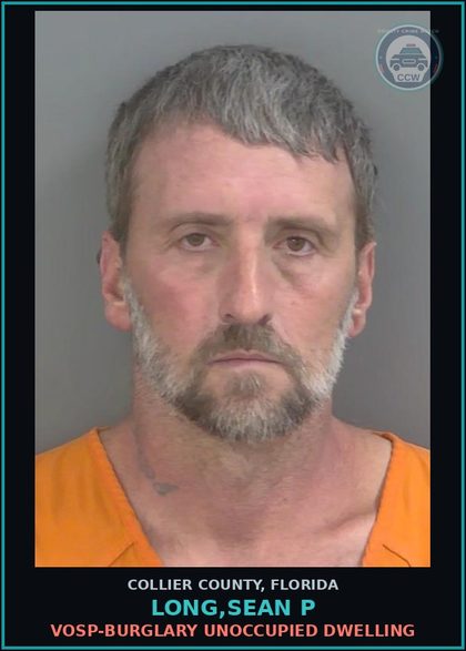 CCW arrest card for LONG,SEAN P in Collier County: VOSP-BURGLARY UNOCCUPIED DWELLING