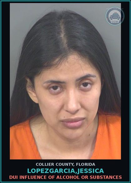 CCW arrest card for LOPEZGARCIA,JESSICA in Collier County: DUI INFLUENCE OF ALCOHOL OR DRUGS
