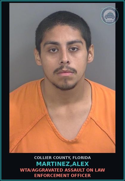 CCW arrest card for MARTINEZ,ALEX in Collier County: WTA/AGGRAVATED ASSAULT ON LAW ENFORCEMENT OFFICER