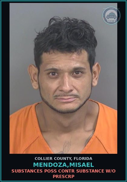 CCW arrest card for MENDOZA,MISAEL in Collier County: DRUGS POSS contr substance W/O PRESCRIPTION
