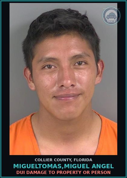 CCW arrest card for MIGUELTOMAS,MIGUEL ANGEL in Collier County: DUI DAMAGE TO PROPERTY OR PERSON
