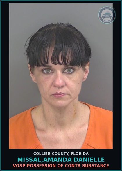 CCW arrest card for MISSAL,AMANDA DANIELLE in Collier County: VOSP:POSSESSION OF contr substance