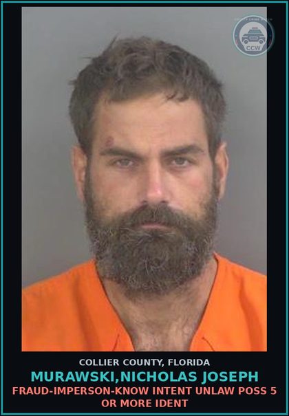 CCW arrest card for MURAWSKI,NICHOLAS JOSEPH in Collier County: DWLSR OR REVOCATION EQUIV STATUS