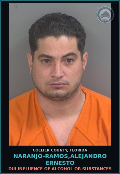 CCW arrest card for NARANJO-RAMOS,ALEJANDRO ERNESTO in Collier County: DUI INFLUENCE OF ALCOHOL OR DRUGS