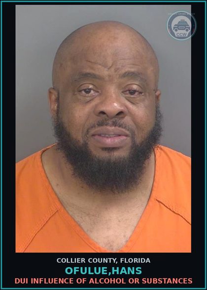 CCW arrest card for OFULUE,HANS in Collier County: DUI INFLUENCE OF ALCOHOL OR DRUGS